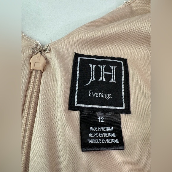 JH Evenings Champagne Shimmery Formal Semi Prom Party Bridesmaid Dress Size 12 - Picture 4 of 8